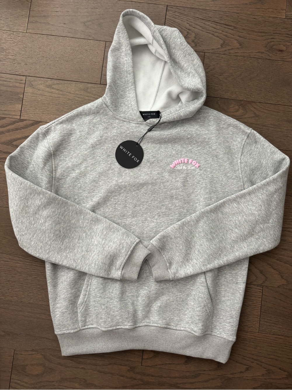 NWT White Fox Boutique Women's “Feel the Love” gray hoodie
